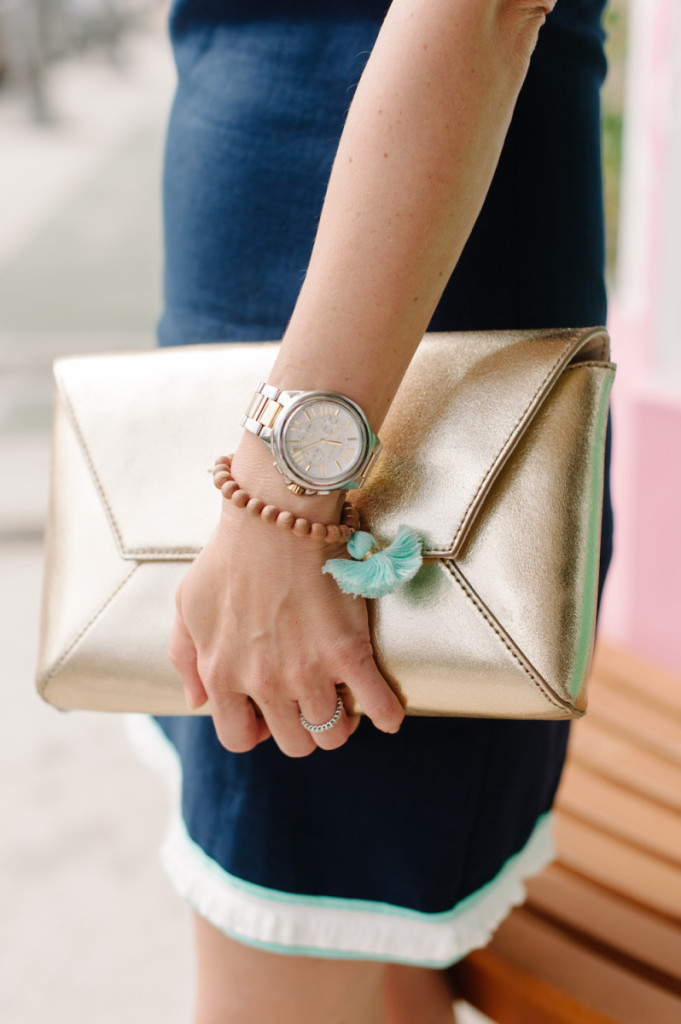 palm_beach_lately_fashion_sail_to_sable_dress_gold_clutch_beaded_tassel_bracelet_spring_ice_cream