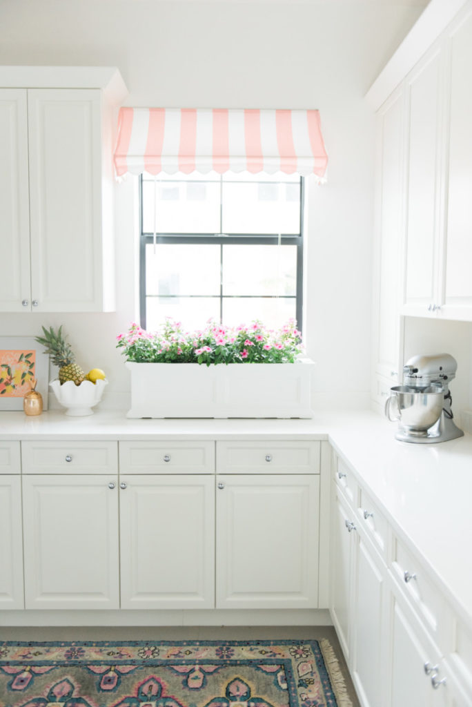 Palm Beach Lately Pink and White Cabana Stripe Kitchen Awning