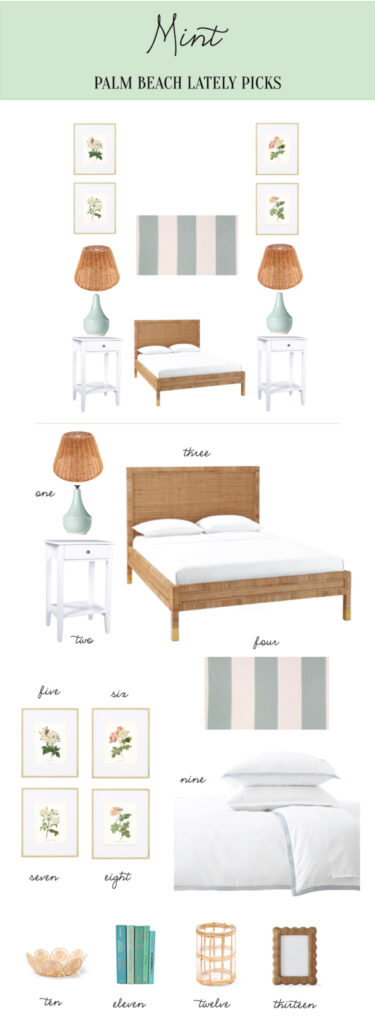 Rattan and mint guest room