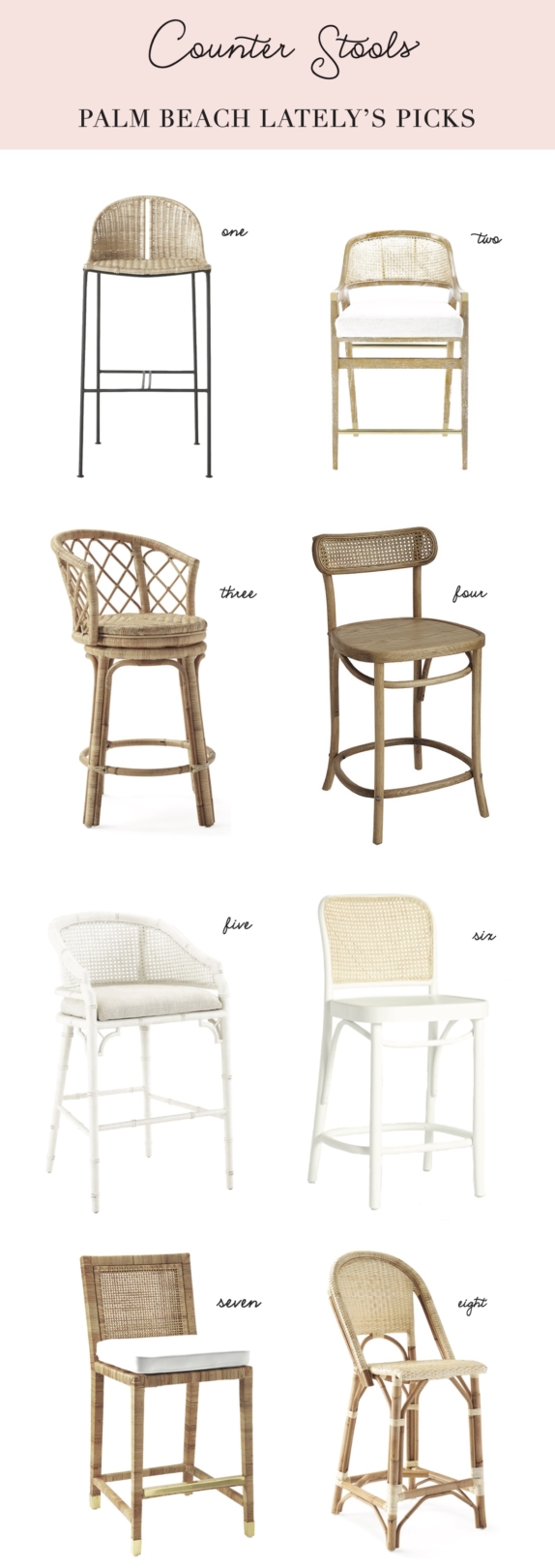 Home Rattan And Cane Counter Stools, Pineapple Back Bar Stools With Arms